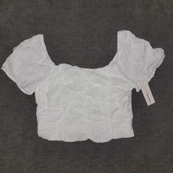 Urban Romantics Women's White Cotton Square Neck Crop Top Size Small - Picture 3 of 15